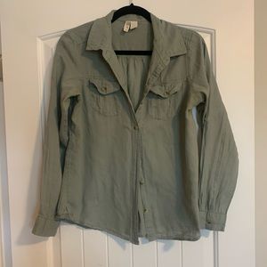 Soft olive green button down